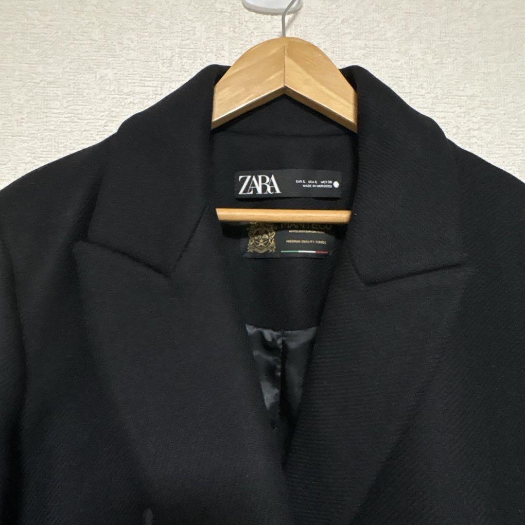 美品　ZARA マンテコ ダブルチェスターコート ブラック　L 人気完売品