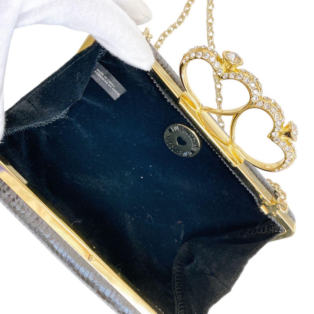 未使用級 ラブモスキーノ チェーンショルダーバッグ ハート ラインストーン