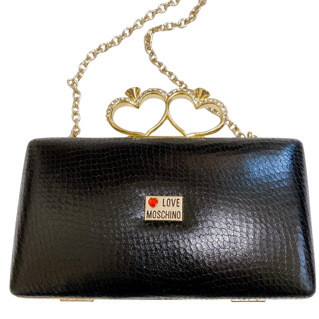 未使用級 ラブモスキーノ チェーンショルダーバッグ ハート ラインストーン