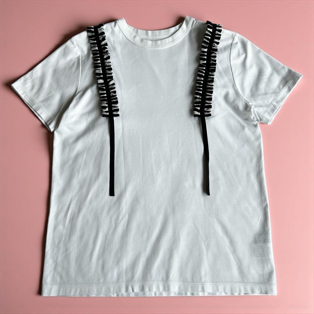 美品✨BORDERS at BALCONY サスペンダー Tシャツ 白　レア