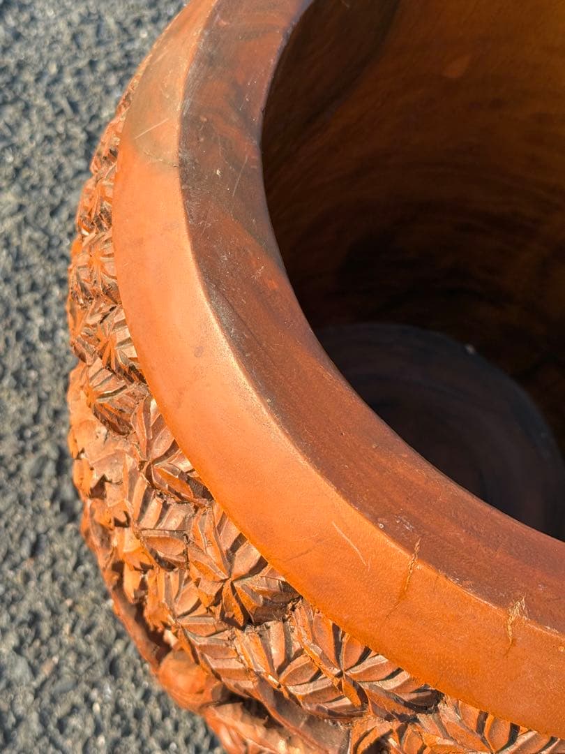 1点モノ♪一本彫 重量感♪ アンティーク スツール 収納樽 タイ ゾウ アジアン