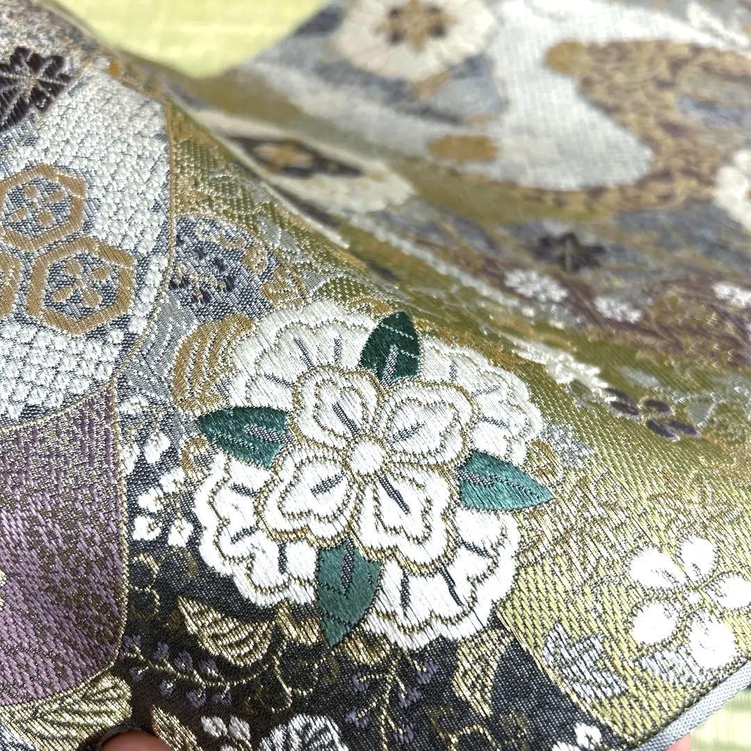 正絹　袋帯　【花紋　吉祥模様】