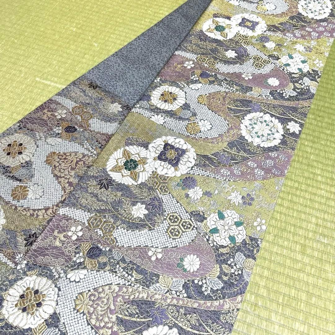 正絹　袋帯　【花紋　吉祥模様】