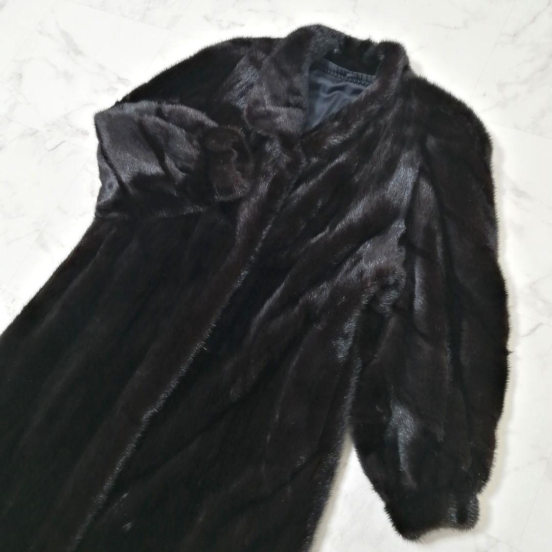 SAGAMINK　ブラック ミンク　毛皮 ロングコート　15　大きいサイズ　高級