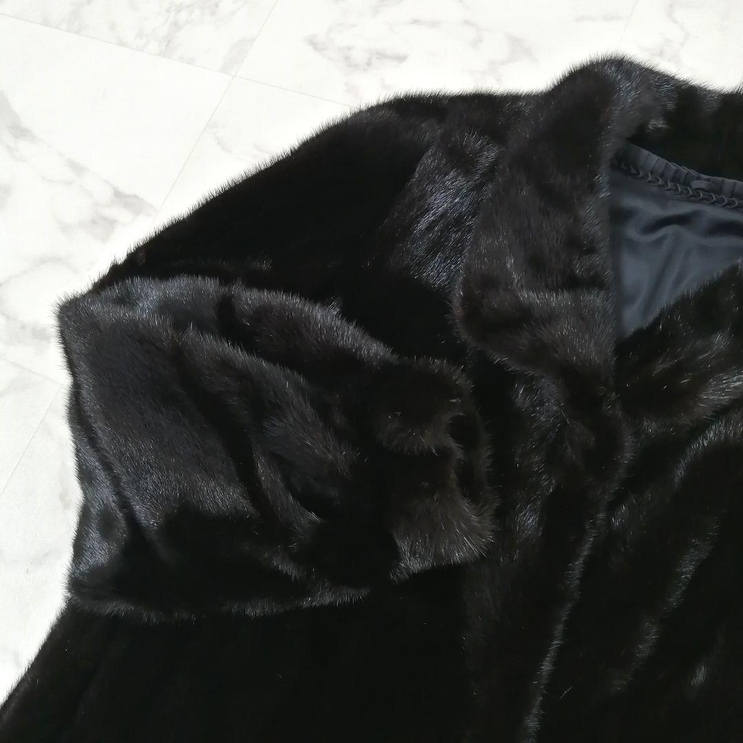 SAGAMINK　ブラック ミンク　毛皮 ロングコート　15　大きいサイズ　高級