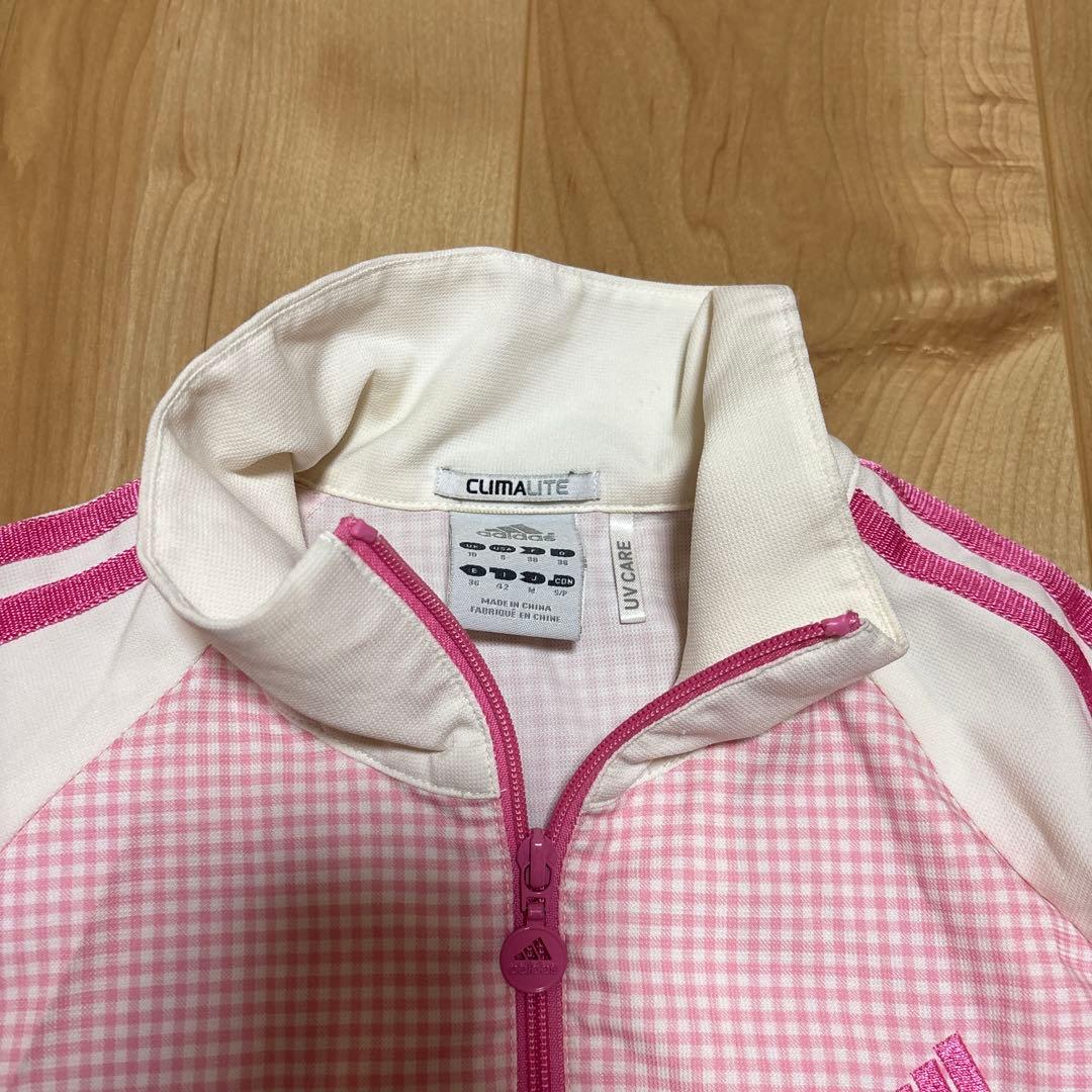 adidas ギンガムチェック CLIMALITE ジップアップジャケット
