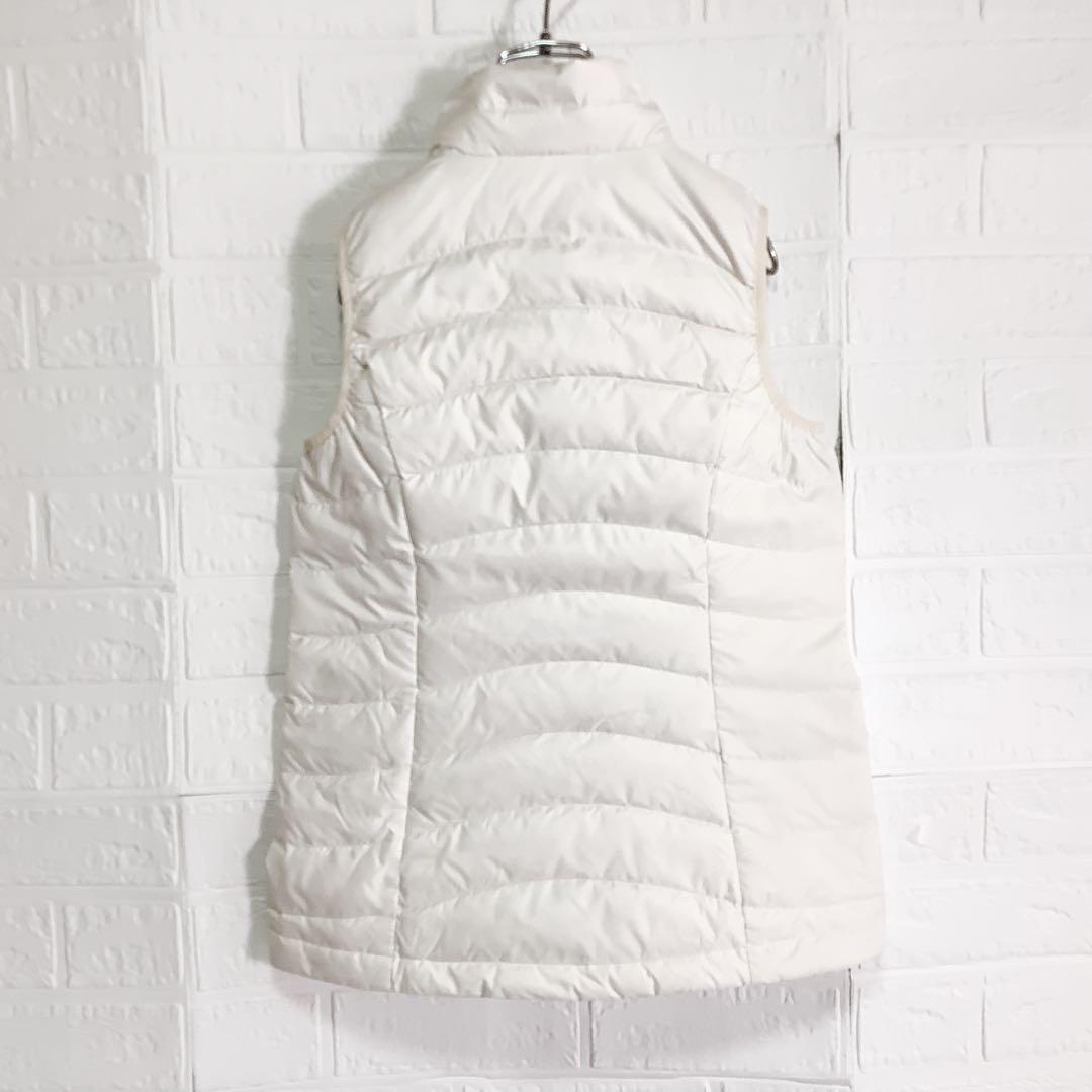 ○パタゴニア ダウンベスト キルティング フルジップ 刺繍ロゴ ホワイト 白 S