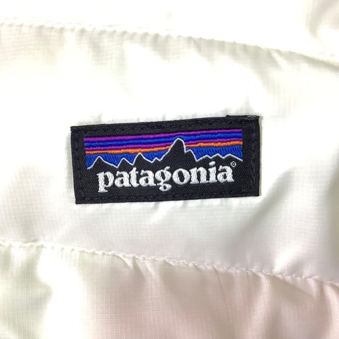 ○パタゴニア ダウンベスト キルティング フルジップ 刺繍ロゴ ホワイト 白 S