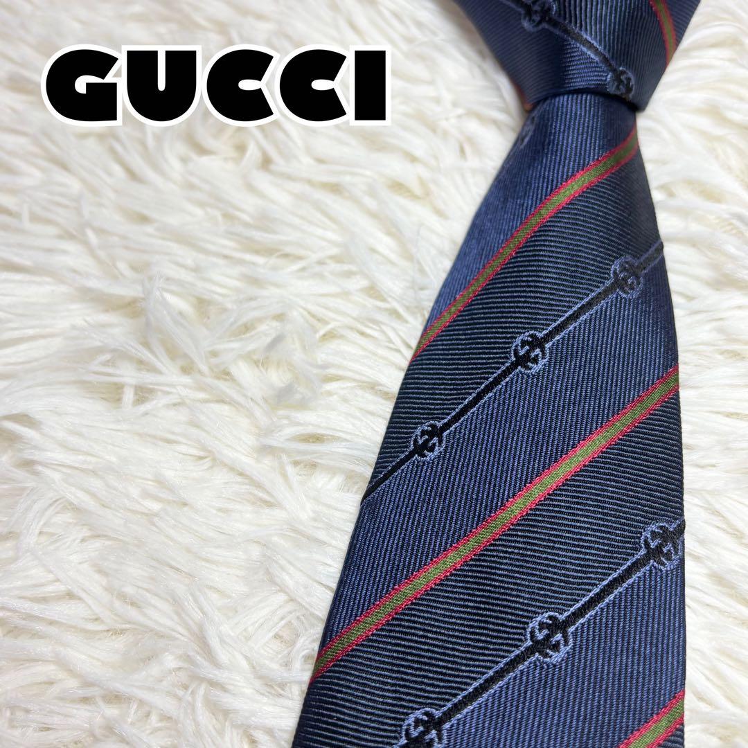 ✨現行✨【ほぼ未使用】GUCCI ネクタイ　GG柄　イターロッキング