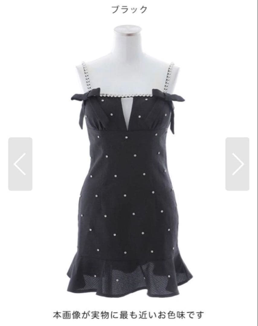 JEWELS ジュエルズ パール装飾付き黒タイトドレス