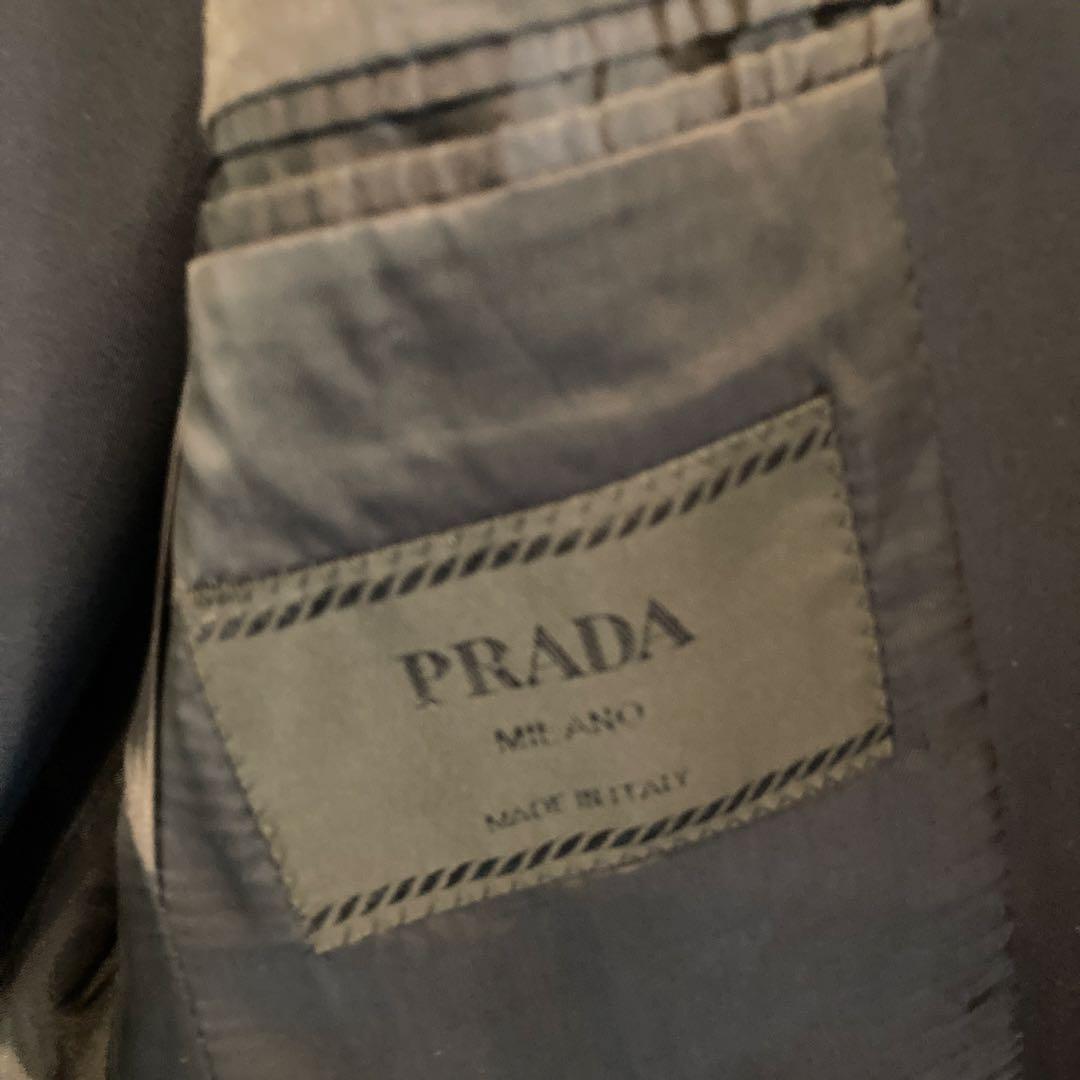 美品PRADAプラダイタリーメンズ2ボタンセットアップスーツ46R/Mネイビー