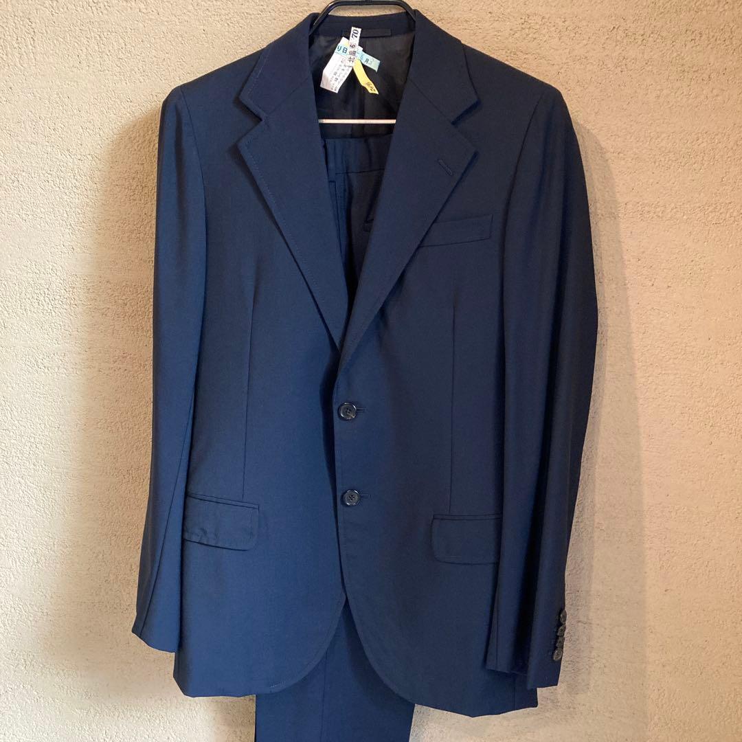 美品PRADAプラダイタリーメンズ2ボタンセットアップスーツ46R/Mネイビー