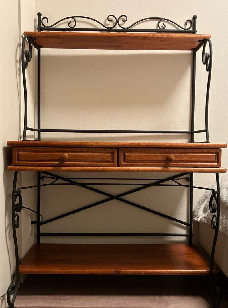 デスク　アイアン　上棚付き　アンティーク風　送料込み