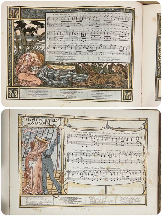 No.44超希少 アンティーク 古書 洋書 大型楽譜絵本 ウォルター・クレイン