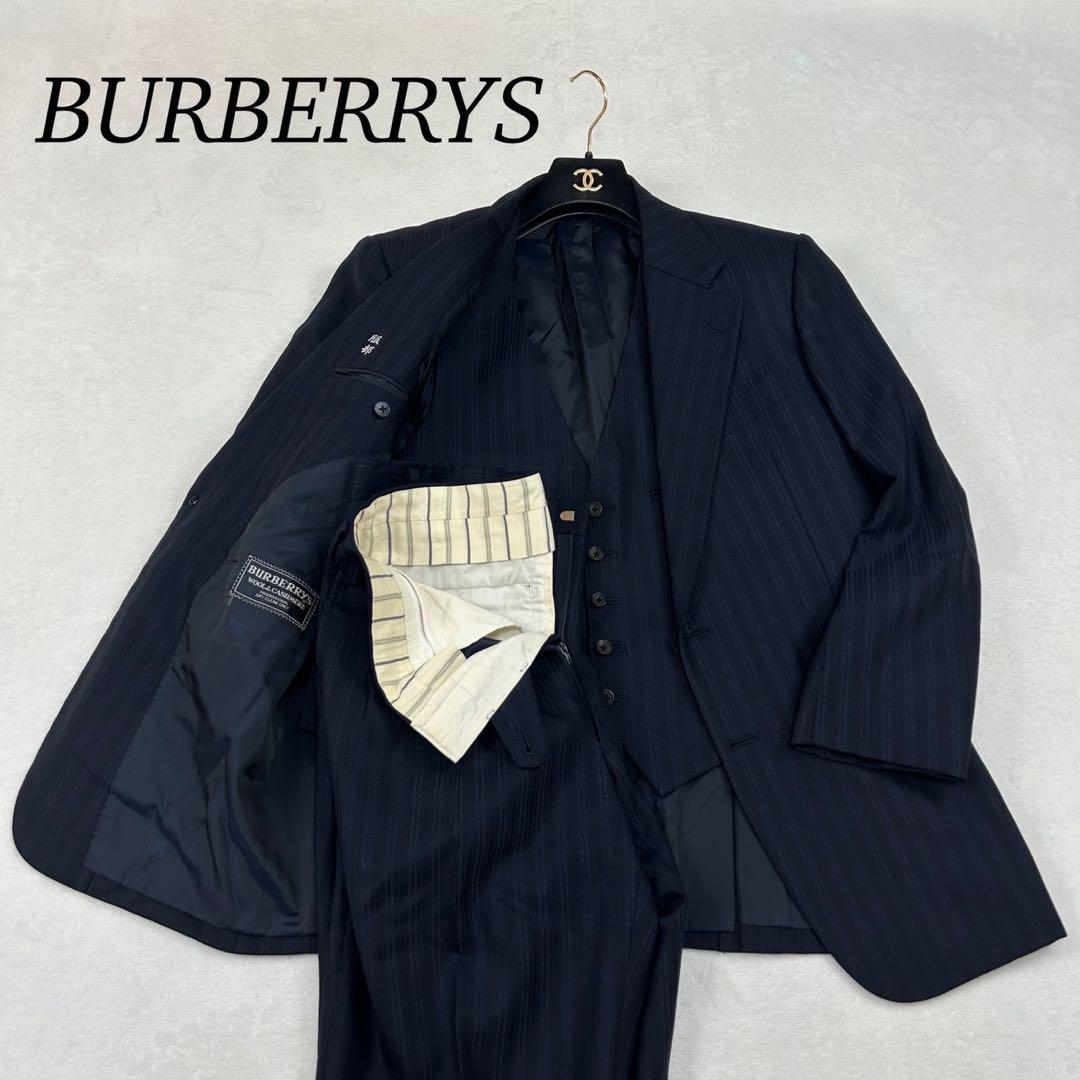I236 M バーバリー カシミヤ混 スーツ上下 ネイビー メンズ