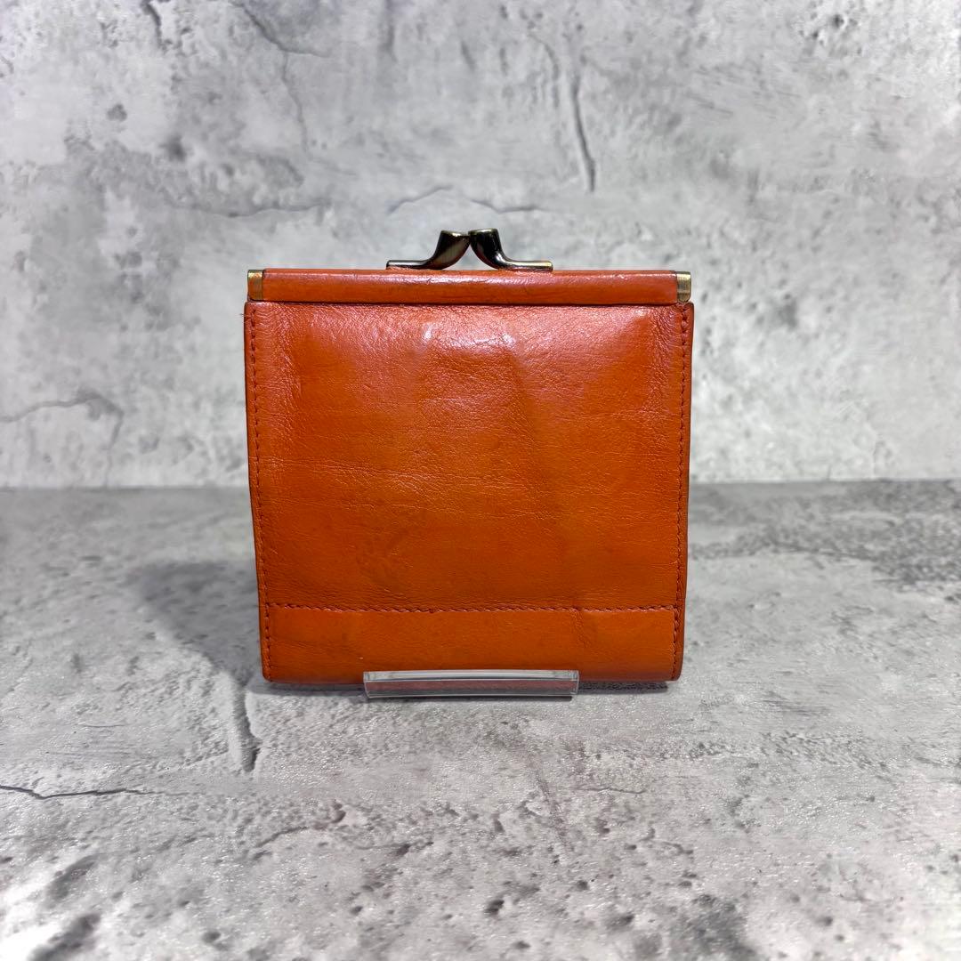 【ちゃ ⍨⃝！】イルビゾンテ ILBISONTE ガマ口ミニ財布 レザー 茶