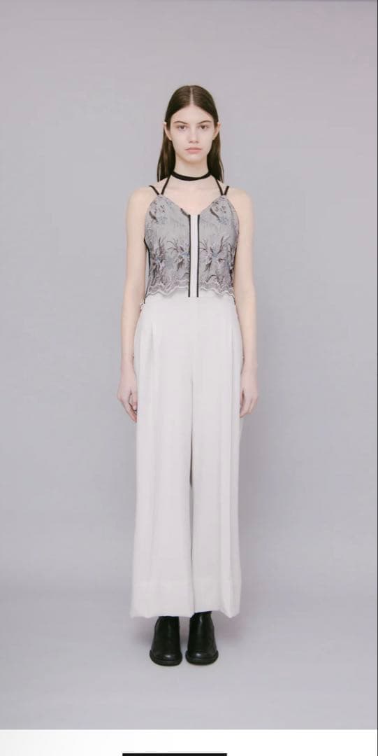 サロペット・オーバーオール・オールインワン Petal lace overalls (Ice gray)