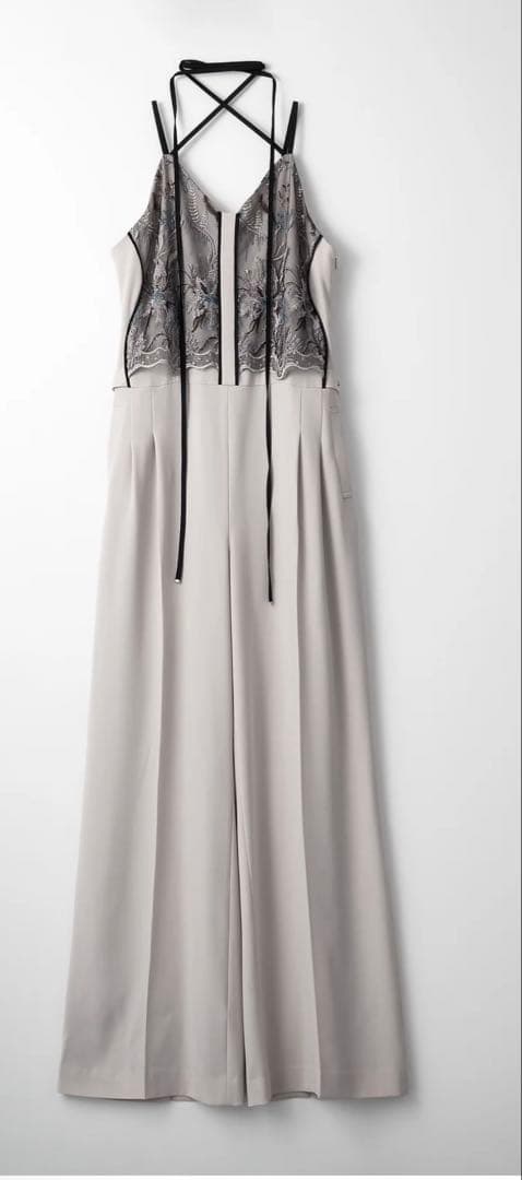 サロペット・オーバーオール・オールインワン Petal lace overalls (Ice gray)