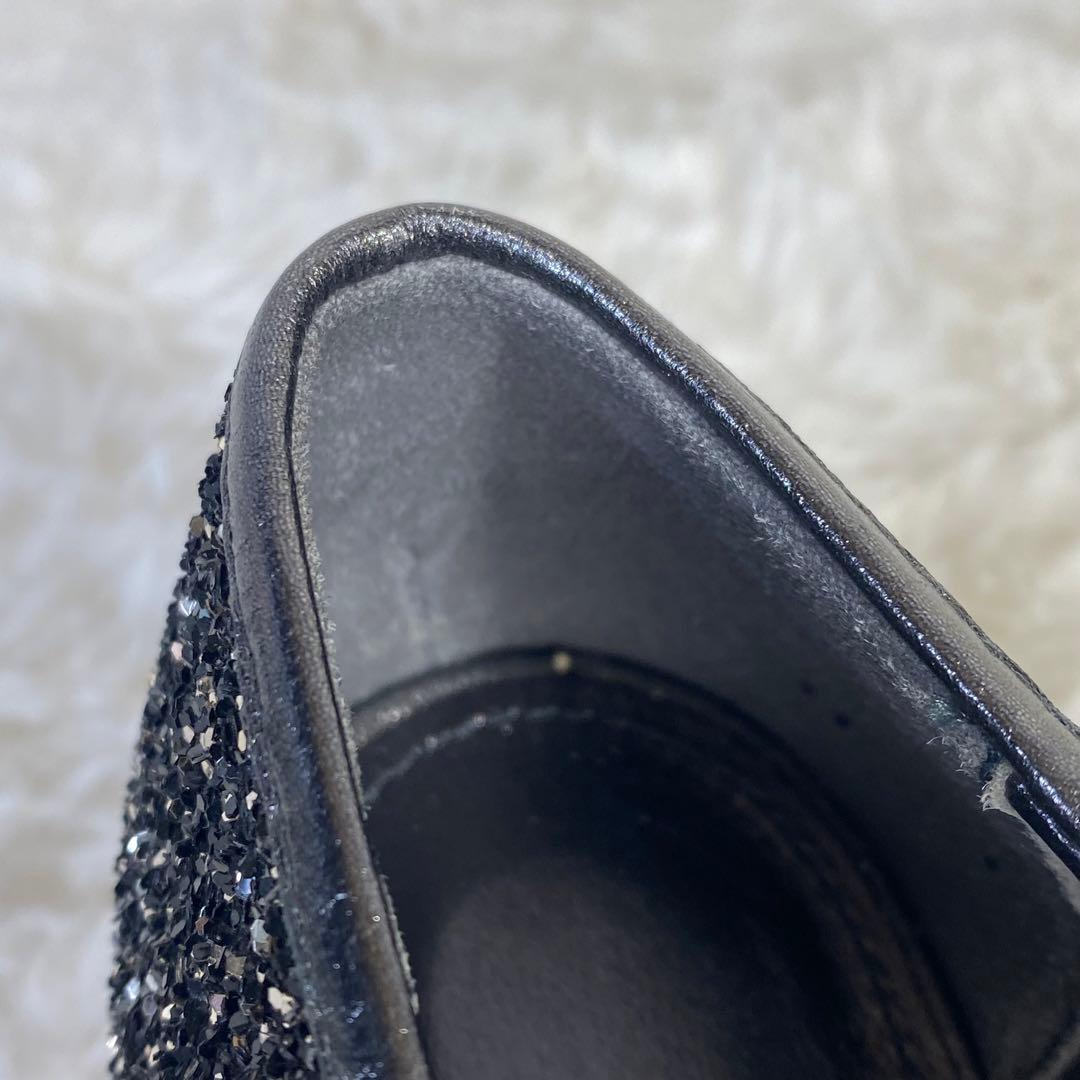 サルヴァトーレフェラガモ　フラット　グリッター ラメ　シルバー　ブラック　24