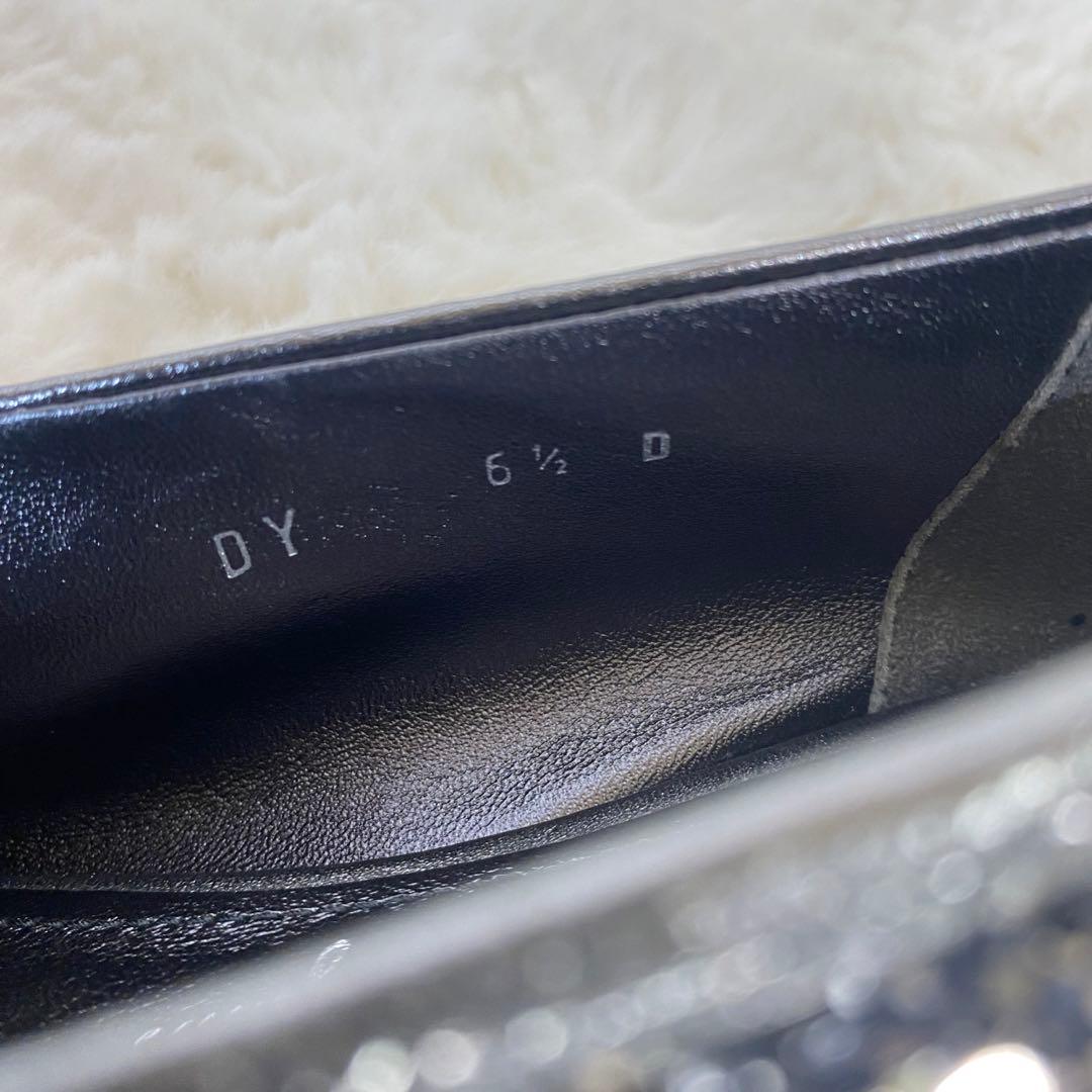 サルヴァトーレフェラガモ　フラット　グリッター ラメ　シルバー　ブラック　24