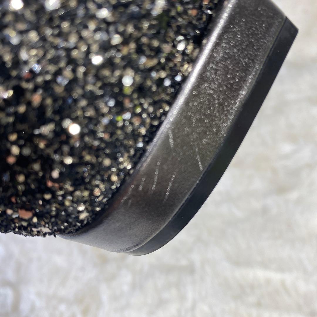 サルヴァトーレフェラガモ　フラット　グリッター ラメ　シルバー　ブラック　24