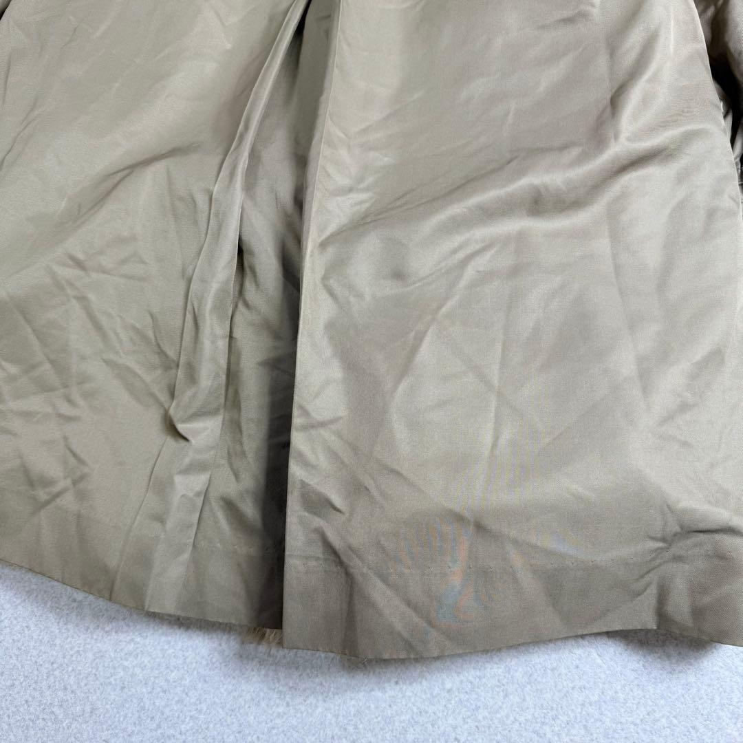 カネボウシルク　毛皮ライナー付き　スタンドカラー　ロングコート　ラム/ミンク　絹