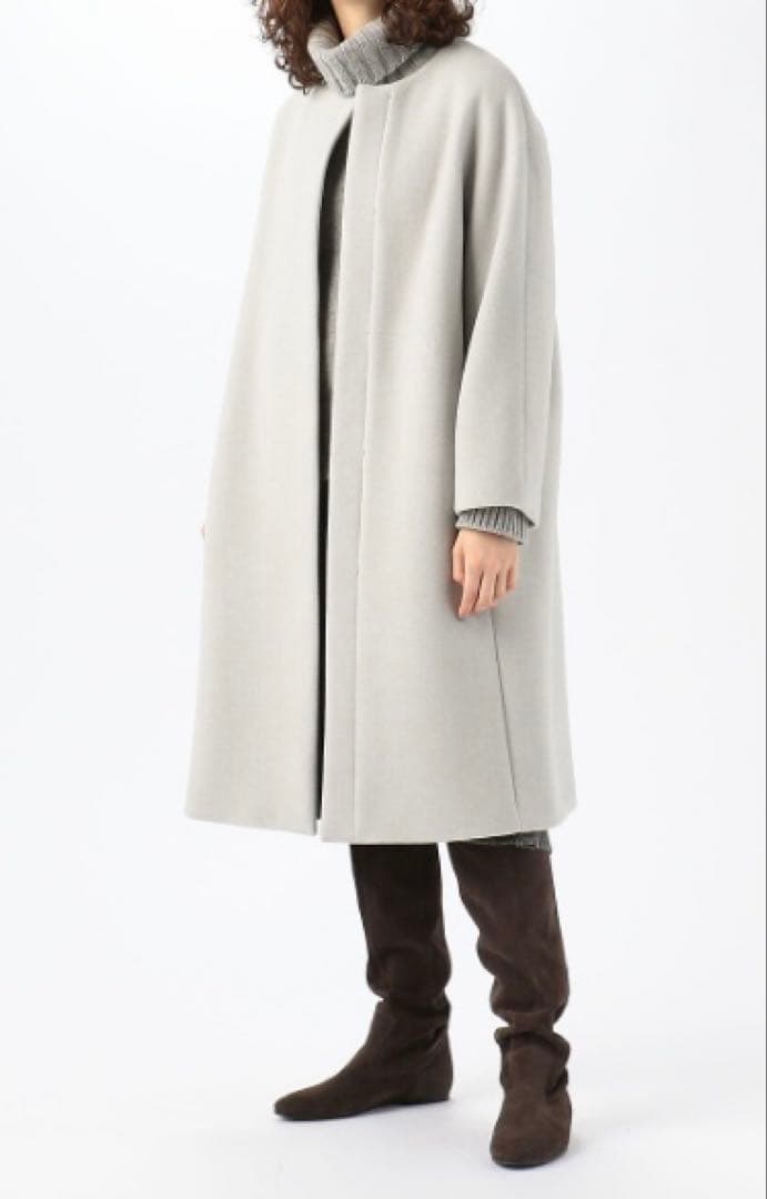 トゥモローランド Des Pres ウールモッサコクーン　ノーカラーコート