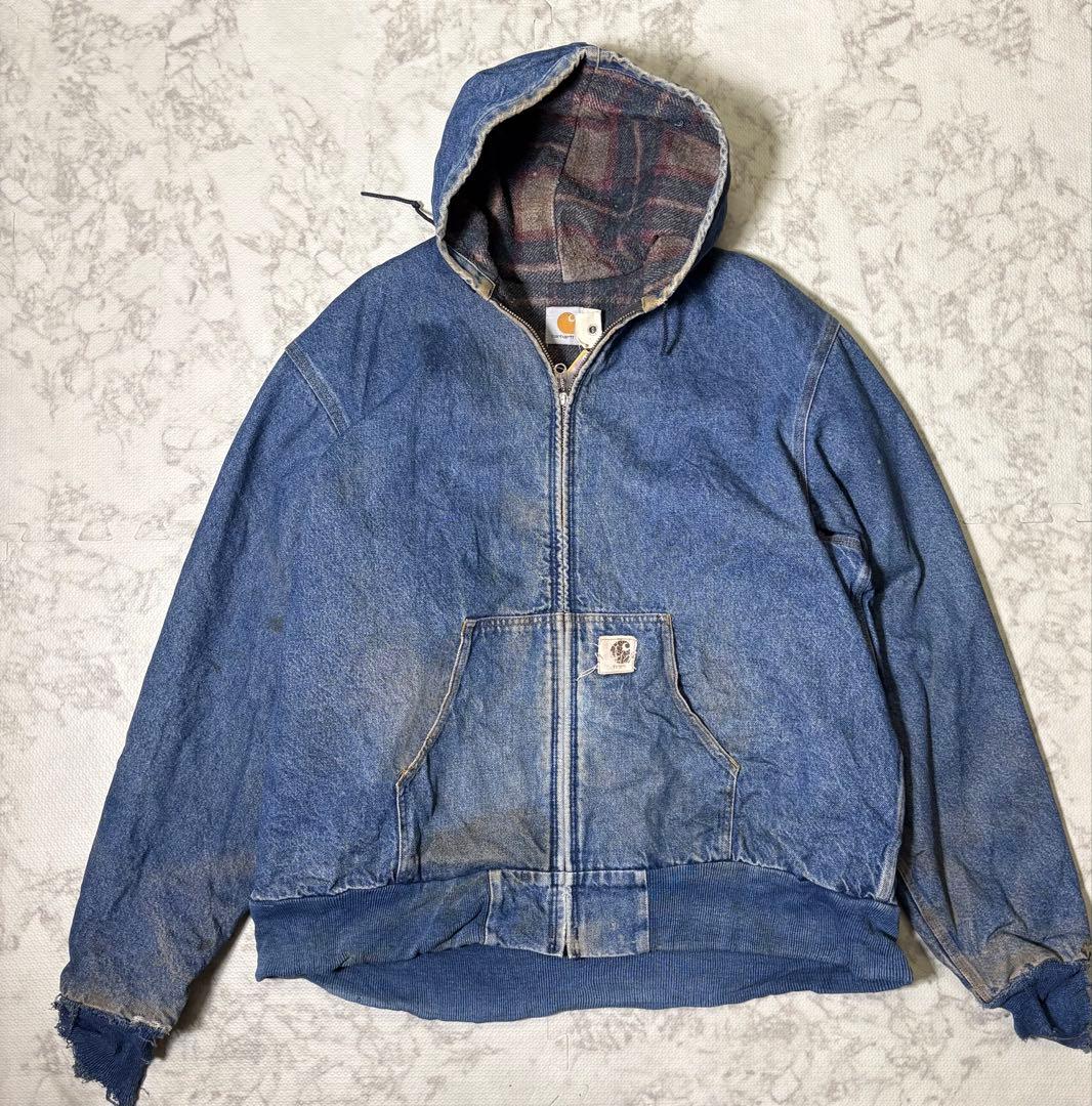 90'sカーハート　アクティブジャケット　デニム　XLサイズ　パーカー　usa製