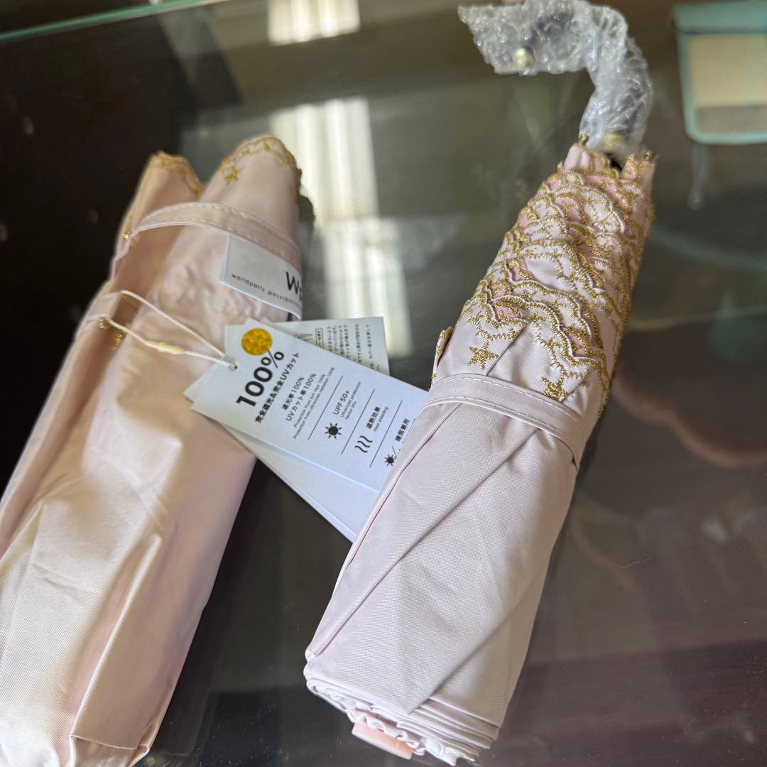 新品　w.p.c 遮熱・遮光ミニパラソル UV折り畳み傘 日傘　星柄ピンク5本