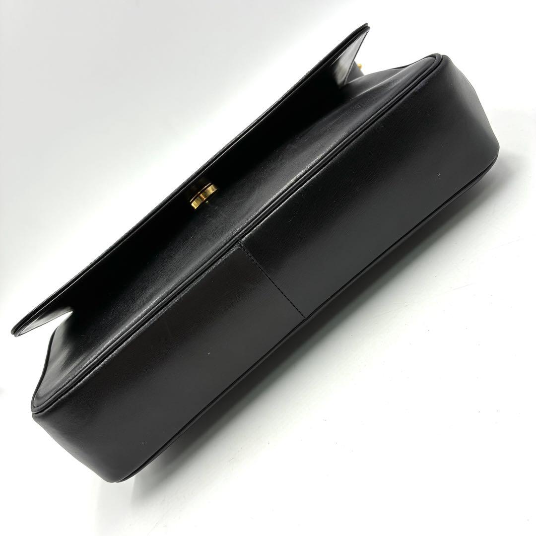 美品 クリスチャンディオール ショルダーバッグ CDロゴ オールレザー ブラック