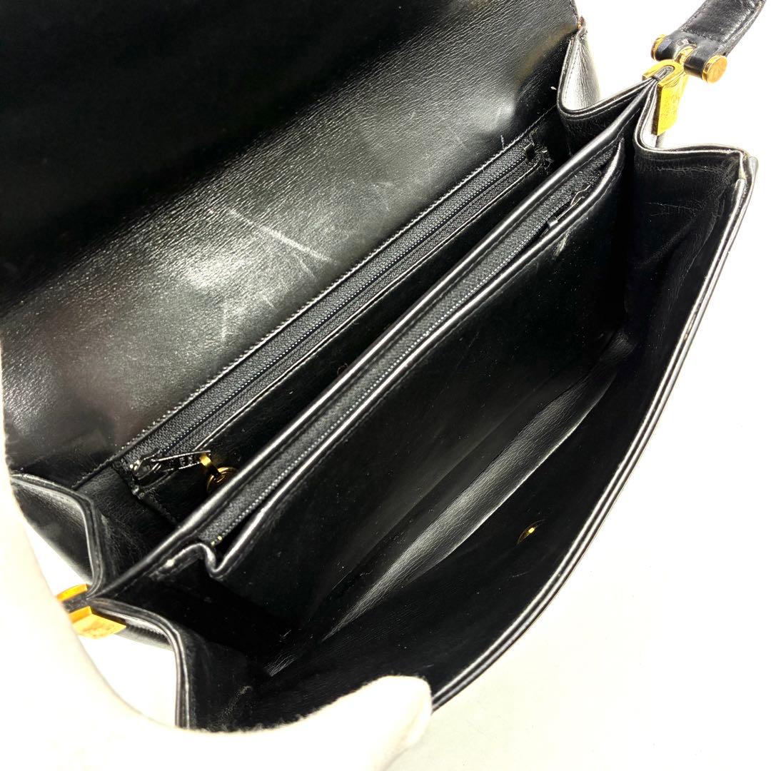 美品 クリスチャンディオール ショルダーバッグ CDロゴ オールレザー ブラック