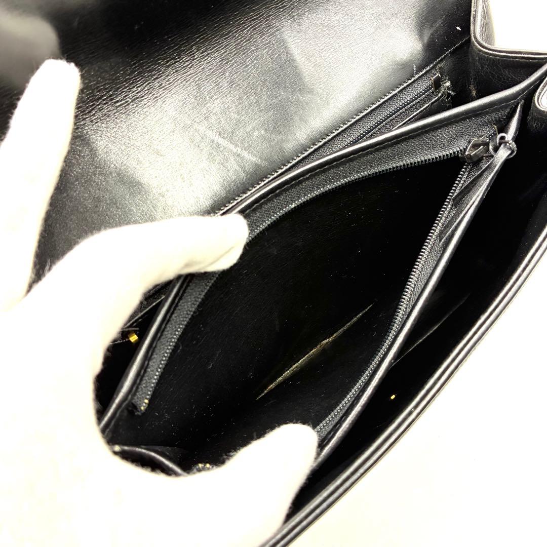 美品 クリスチャンディオール ショルダーバッグ CDロゴ オールレザー ブラック