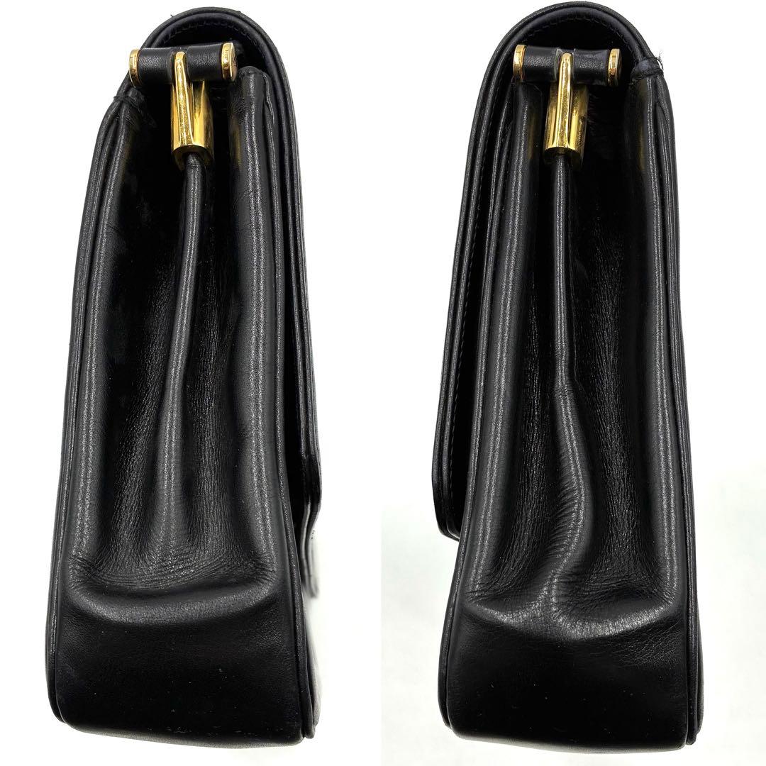 美品 クリスチャンディオール ショルダーバッグ CDロゴ オールレザー ブラック