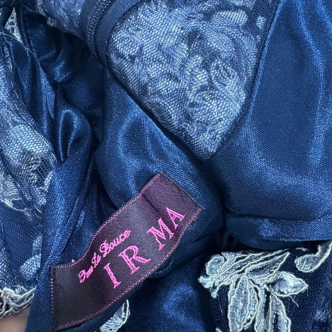 IRMA イルマ　ロングドレス　フラワー刺繍　ネイビー