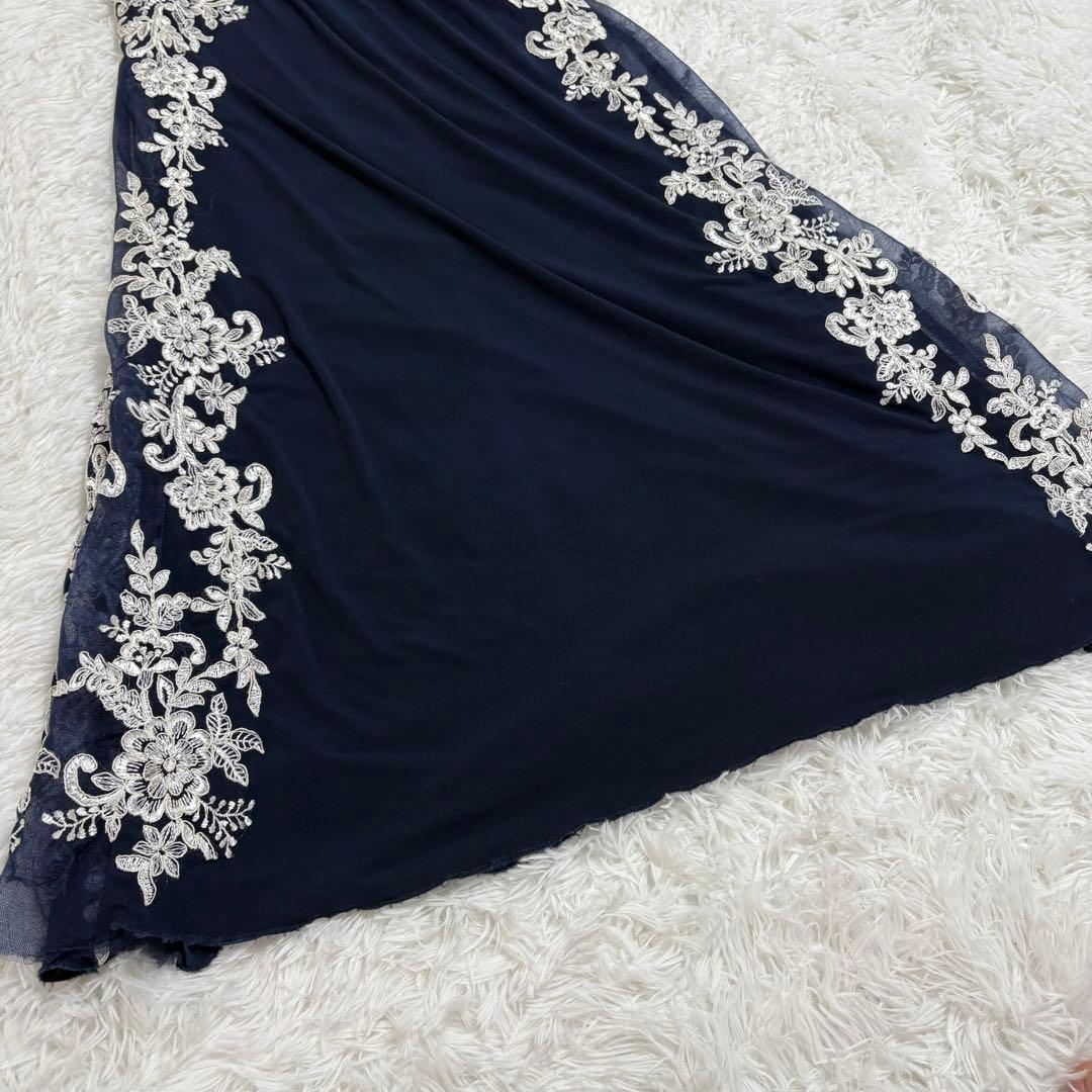 IRMA イルマ　ロングドレス　フラワー刺繍　ネイビー