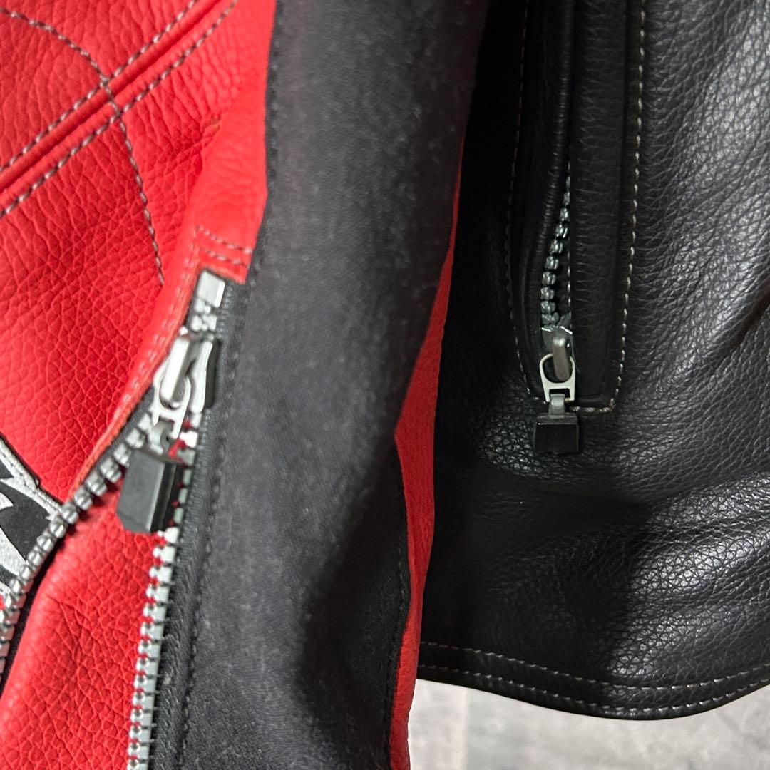 alpinestars 牛革 レザー ライダースジャケット ライナー 赤 黒
