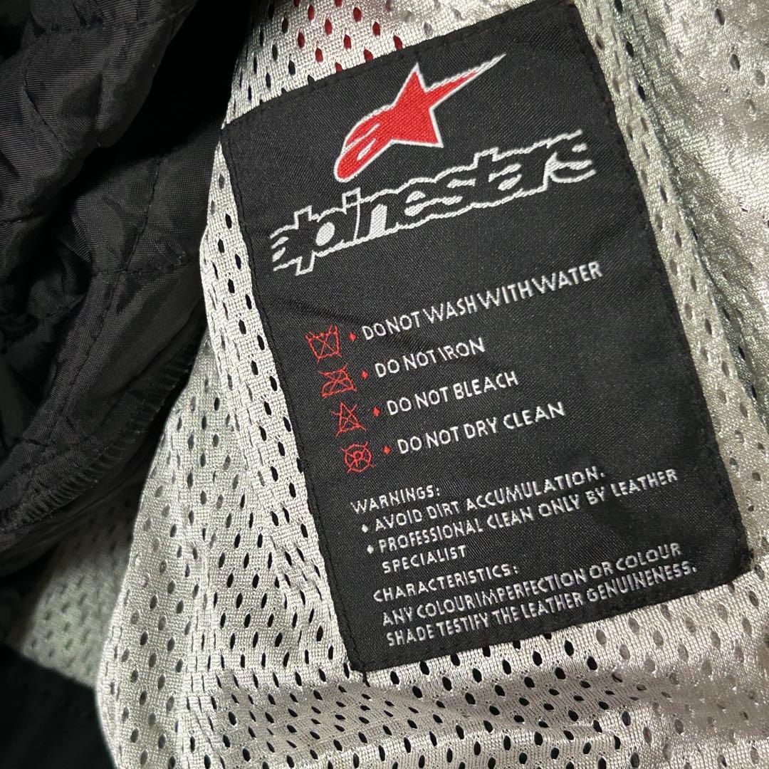 alpinestars 牛革 レザー ライダースジャケット ライナー 赤 黒