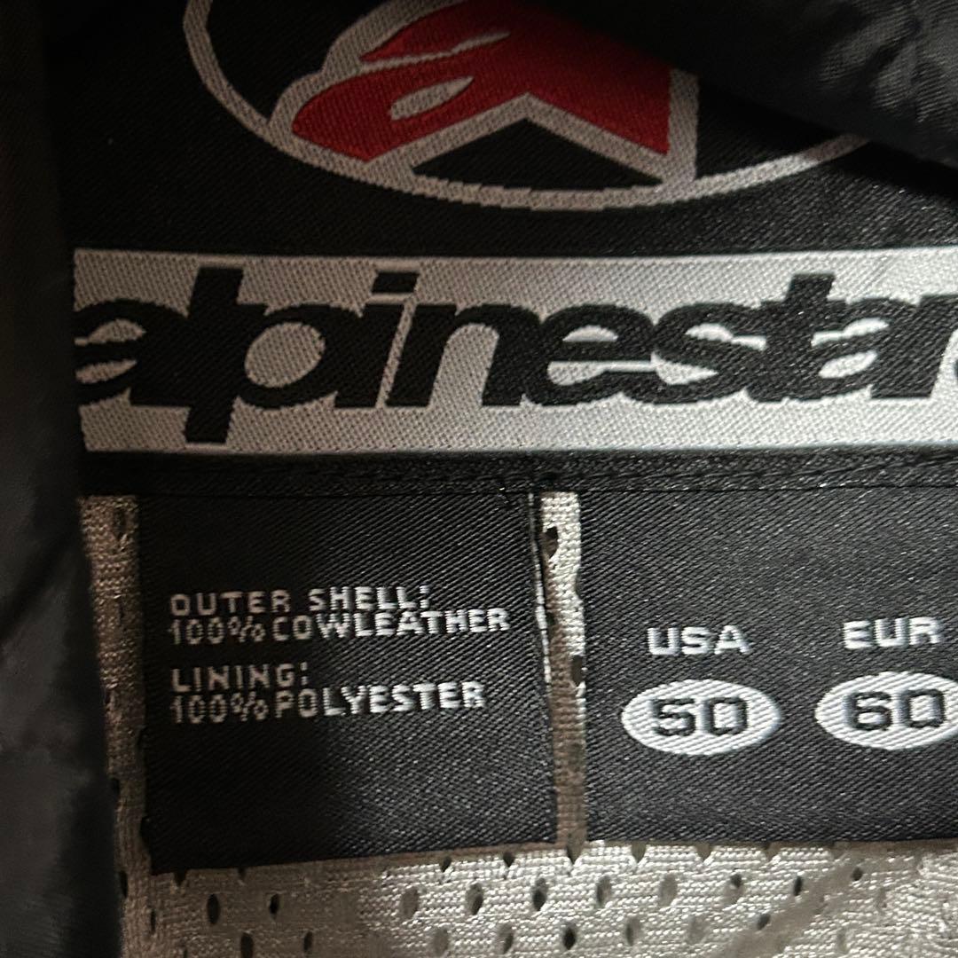 alpinestars 牛革 レザー ライダースジャケット ライナー 赤 黒