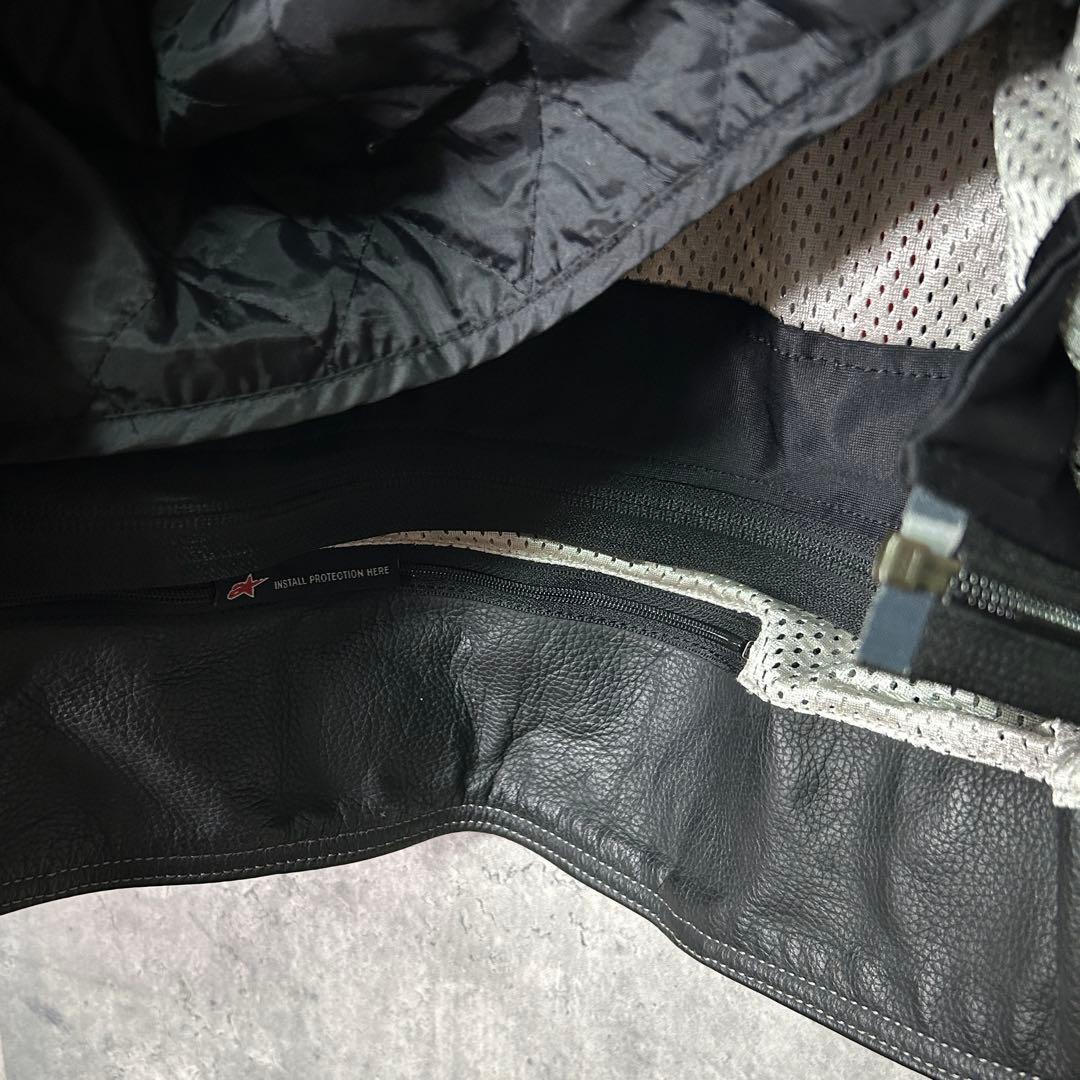 alpinestars 牛革 レザー ライダースジャケット ライナー 赤 黒