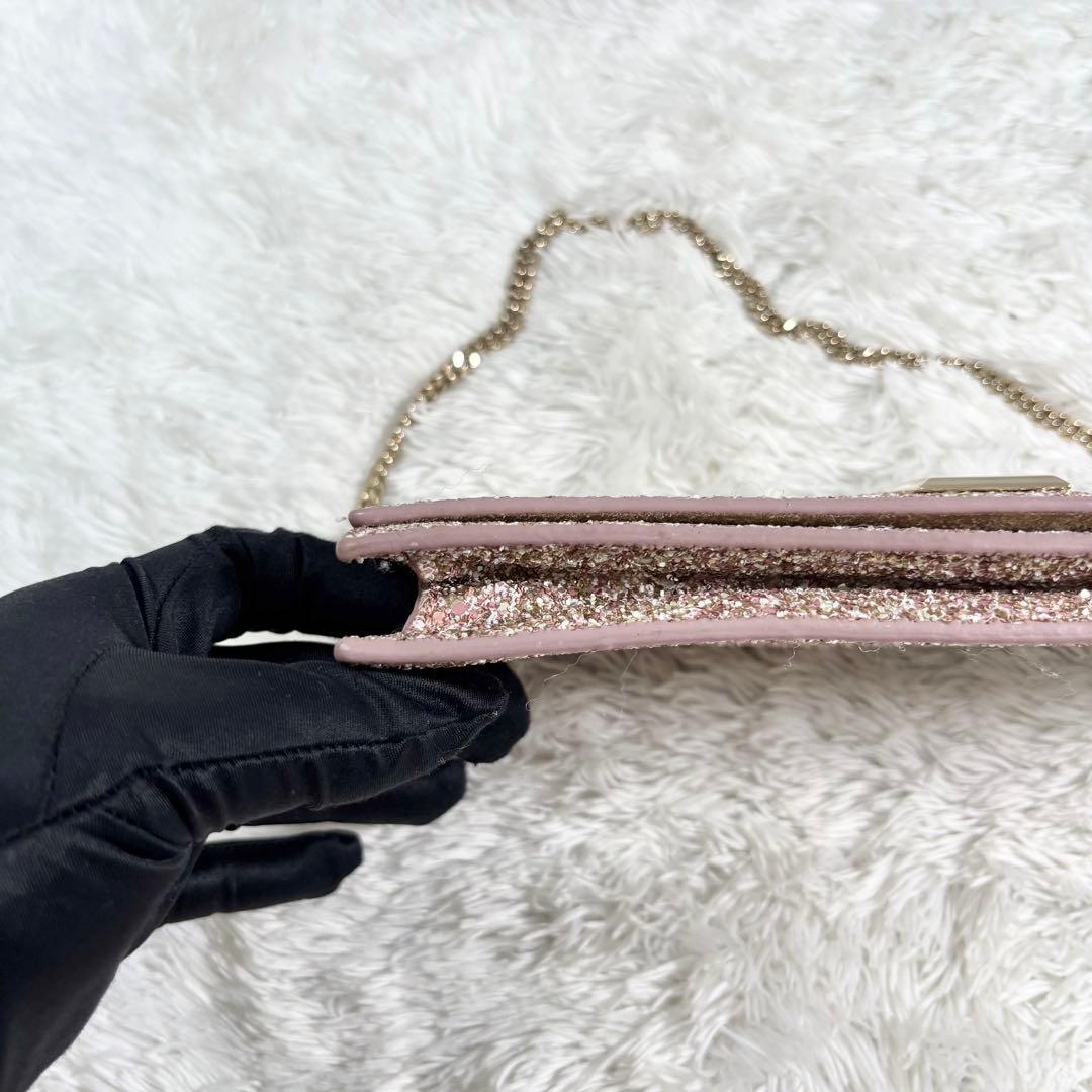 【美品】 ジミーチュウ ショルダーバッグ パーティ チェーン ウォレット ピンク