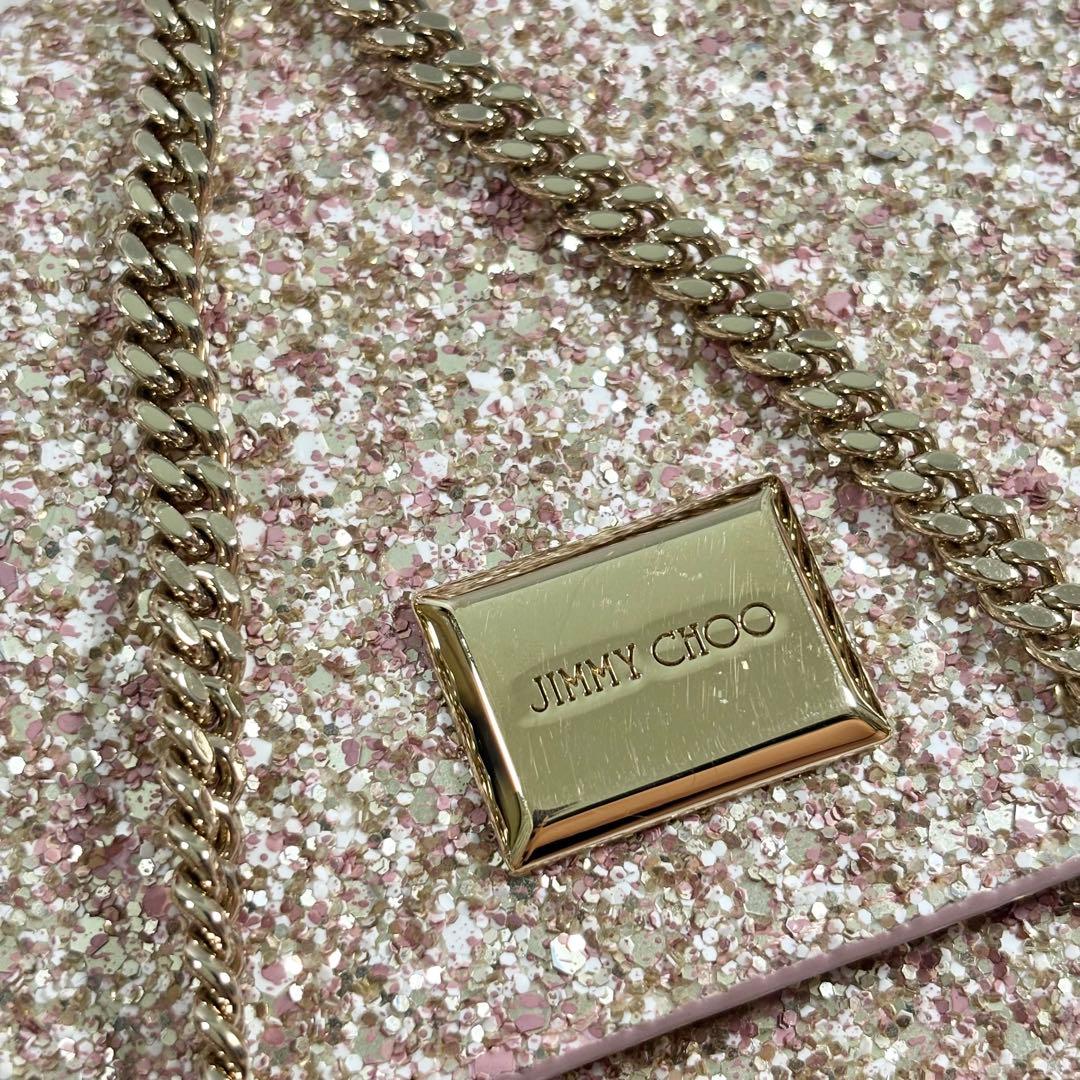 【美品】 ジミーチュウ ショルダーバッグ パーティ チェーン ウォレット ピンク