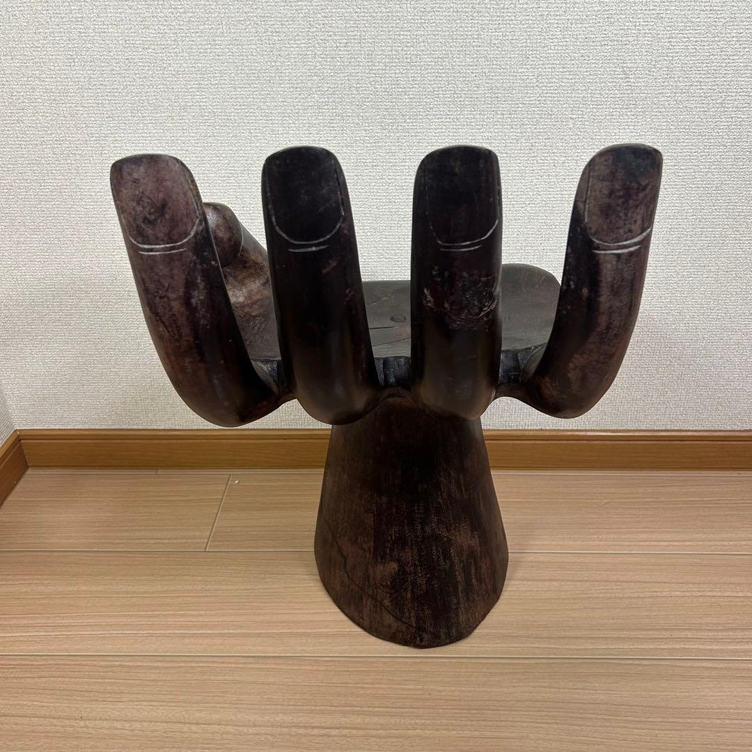 仏手 スツール 椅子 アジアン家具 掌 手の形 木製 手形 オブジェ アジアン
