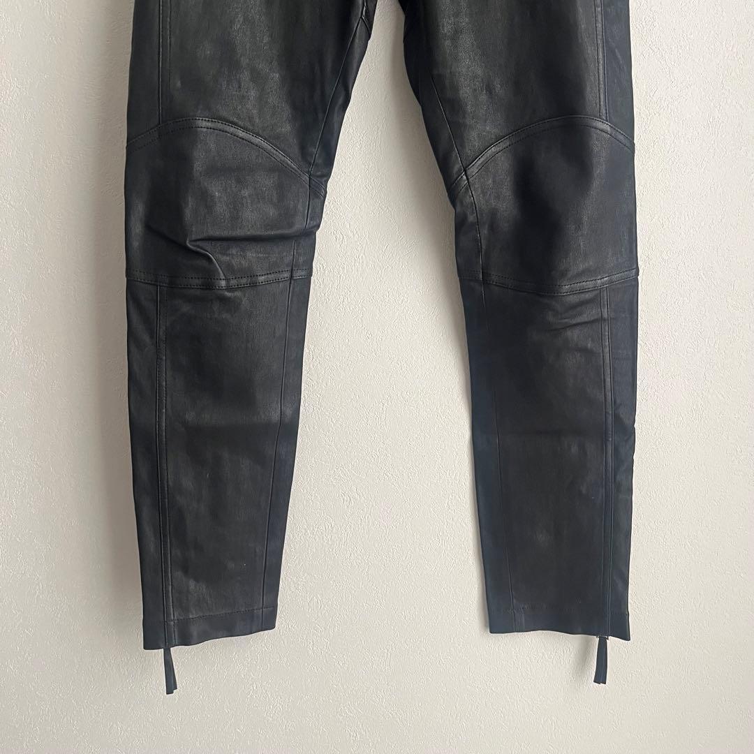 【希少✨最高級】ルイヴィトン　ラムレザー　パンツ　LVエンポスロゴ　黒　36