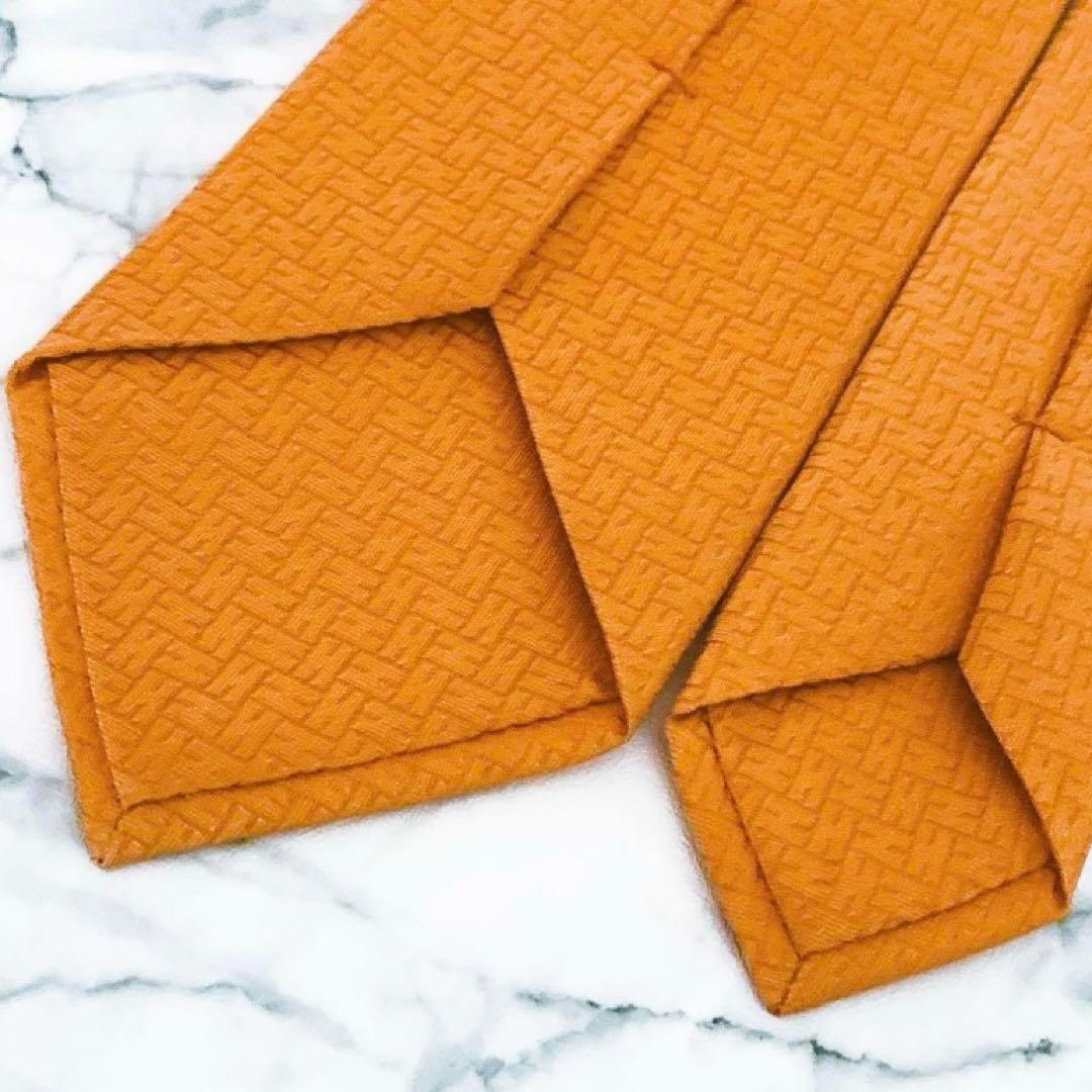 ✨未使用箱付きタグ付き✨エルメス　ファソネ　H柄 オレンジ　ネクタイ