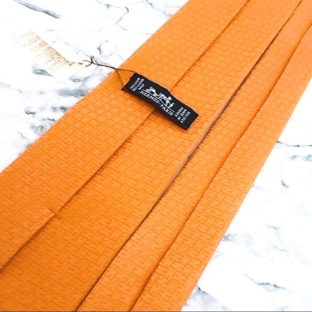✨未使用箱付きタグ付き✨エルメス　ファソネ　H柄 オレンジ　ネクタイ