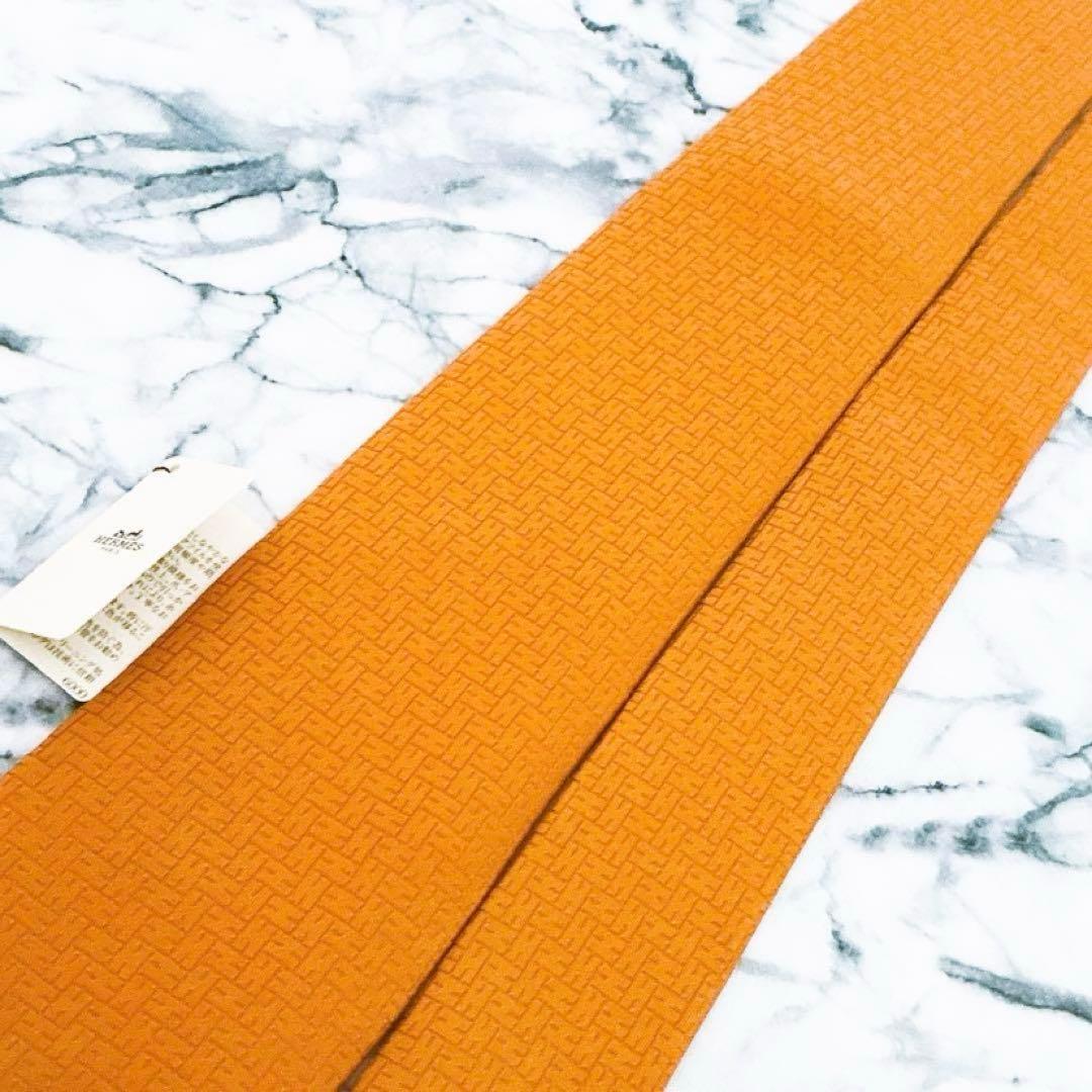 ✨未使用箱付きタグ付き✨エルメス　ファソネ　H柄 オレンジ　ネクタイ