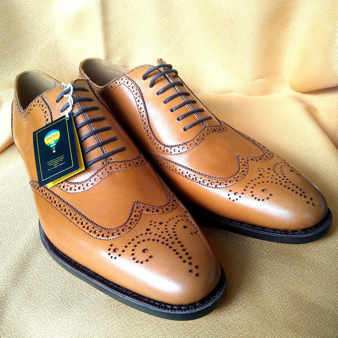 【未使用品】神匠(シンショウ) ライトブラウン レザー ウィングチップシューズ