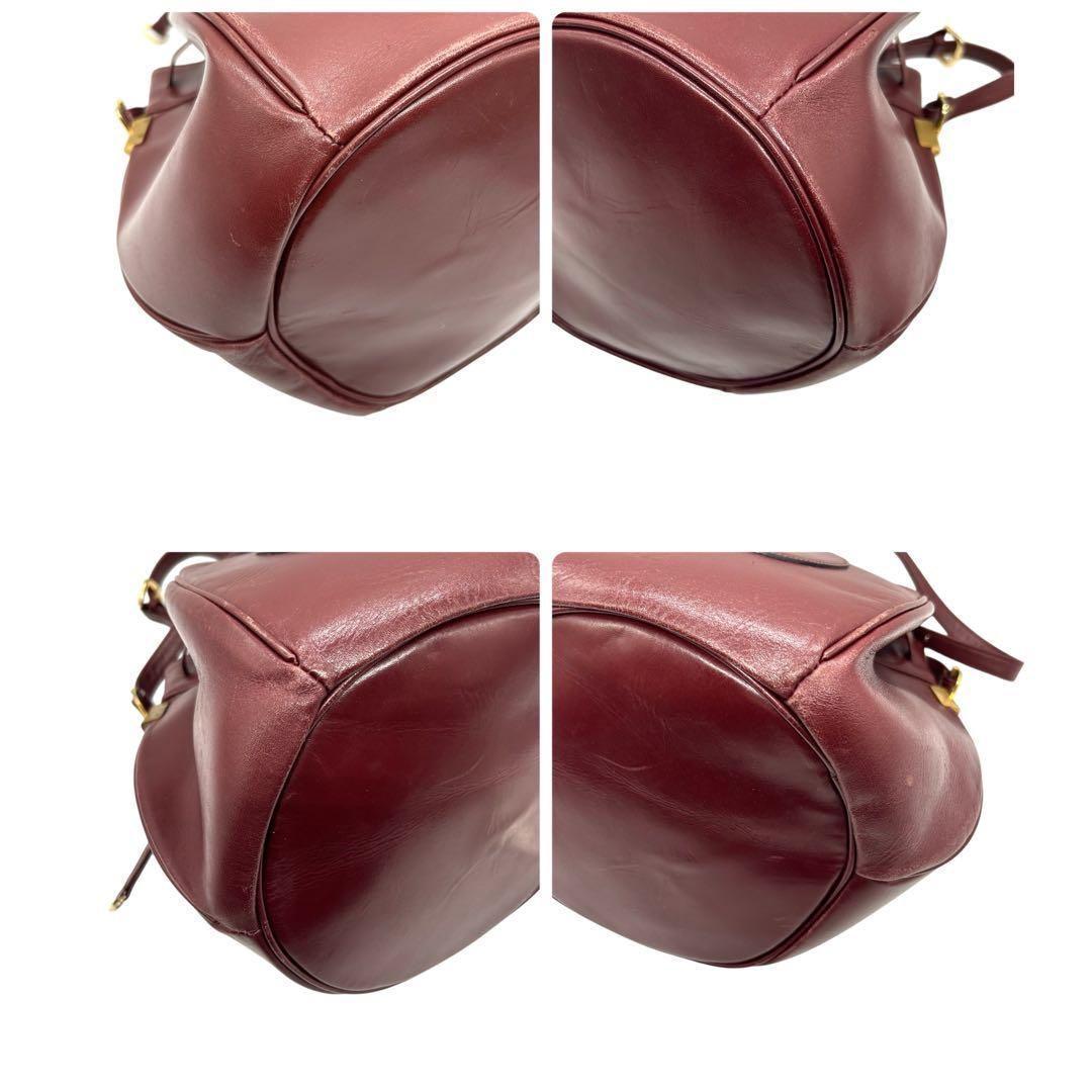 良品 1016 カルティエ ショルダーバッグ 巾着 マストライン ボルドー