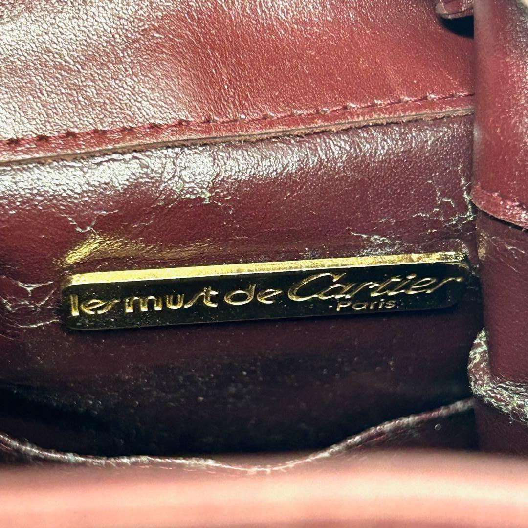 良品 1016 カルティエ ショルダーバッグ 巾着 マストライン ボルドー
