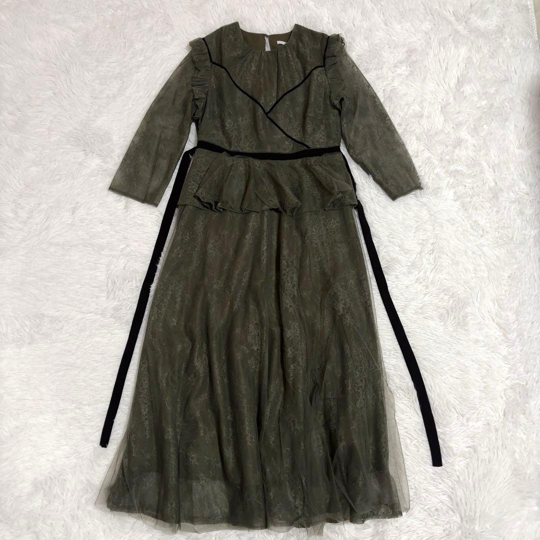 Leja 総レース花柄 ロングワンピースドレス 結婚式 パーティードレス